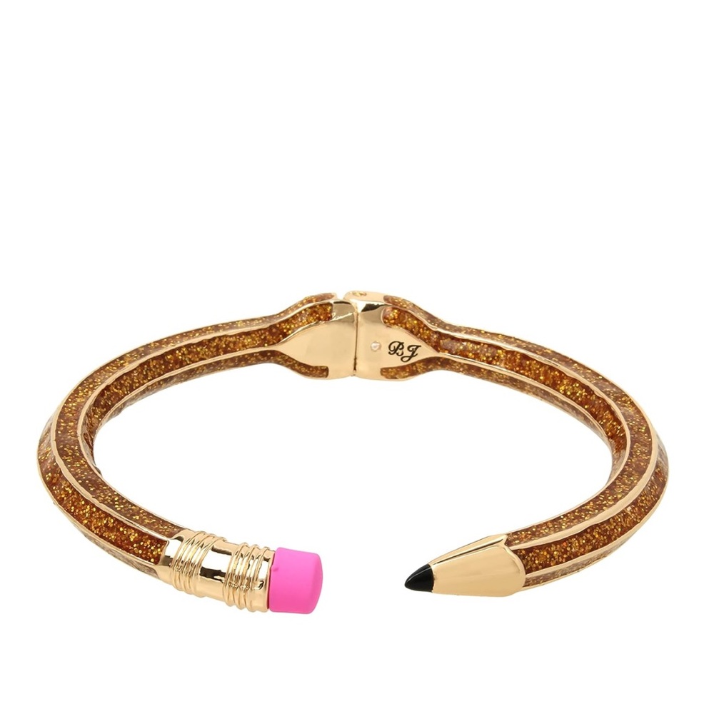 Betsey Johnson Gold Glitter Pencil Shaped Hinged Bangle